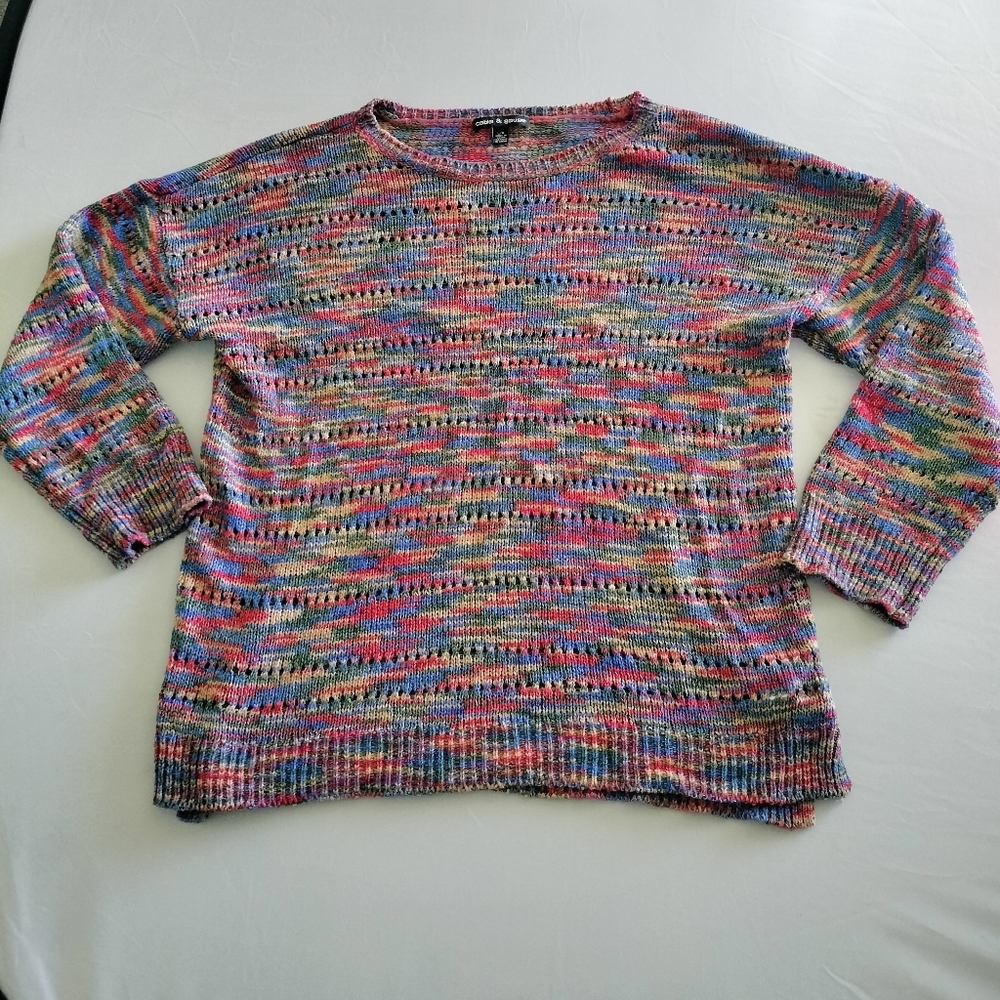 Cable & Gauge  Multicolor Knit Blouse Size Large ,